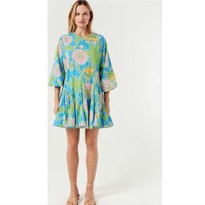 Rhode Ella Dress Blue Psychedelic Flower Size L
